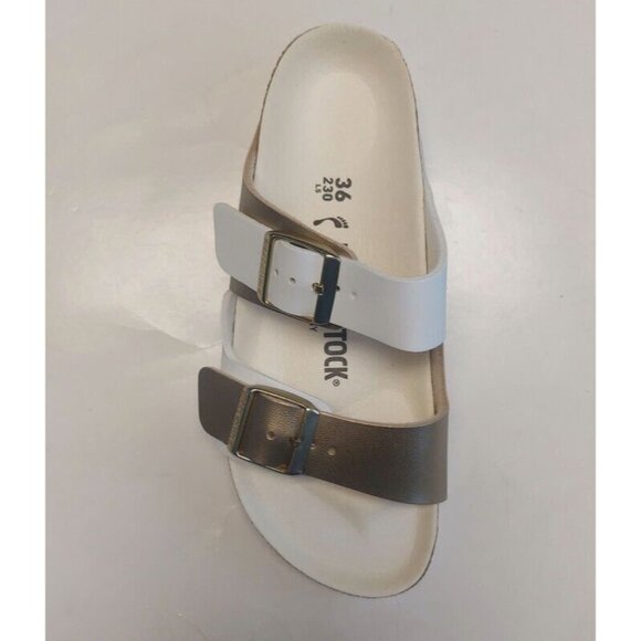 Birkenstock Arizona Split Birko-Flor Womens Size 5 Sandals Gold White EU 36 - Picture 3 of 9